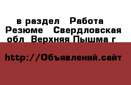  в раздел : Работа » Резюме . Свердловская обл.,Верхняя Пышма г.